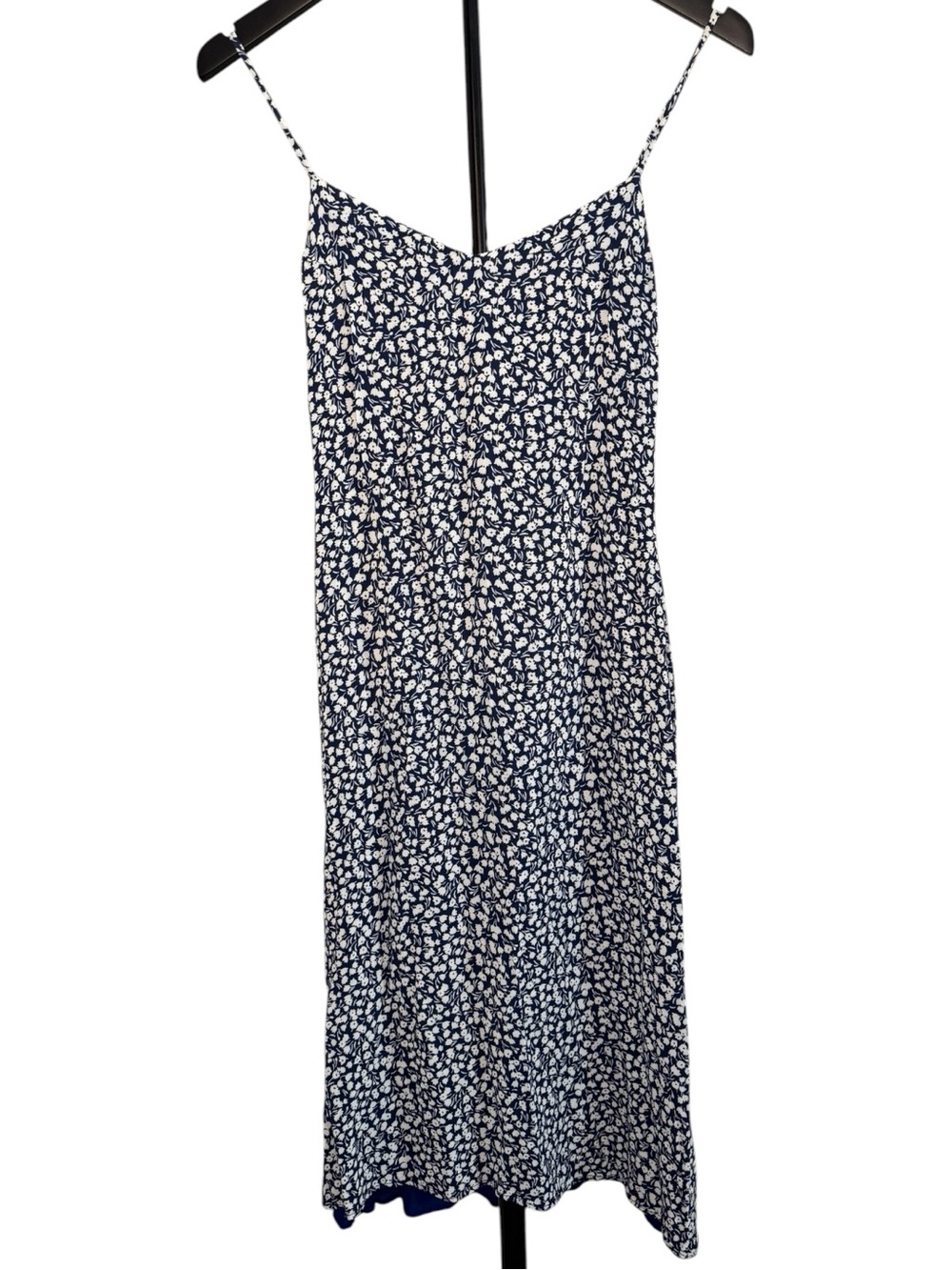 Reformation Navy and White Floral Slip Midi Dress